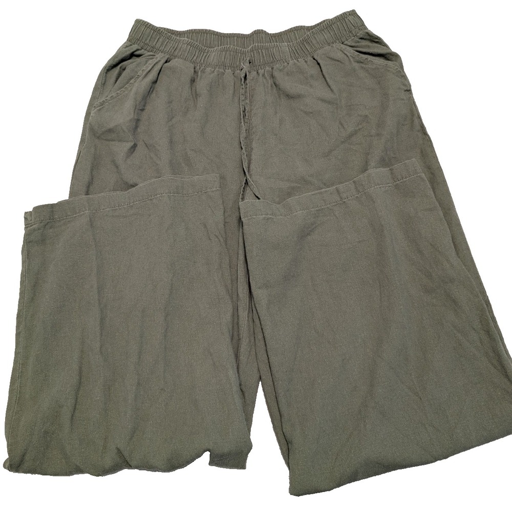 Briggs Sage Green Linen Blend Wide Leg Pants size16 Coastal Cowgirl Boho Casual